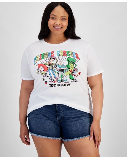 Disney White Trendy Plus Size Friends Forever Graphic T-shirt