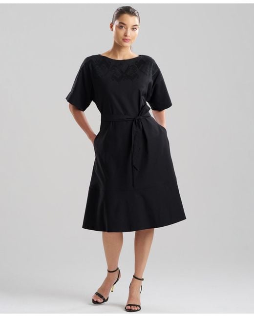 Natori Black Solid Lightweight Woven Dress