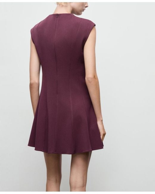 Mango Purple Seams Detail A-line Dress