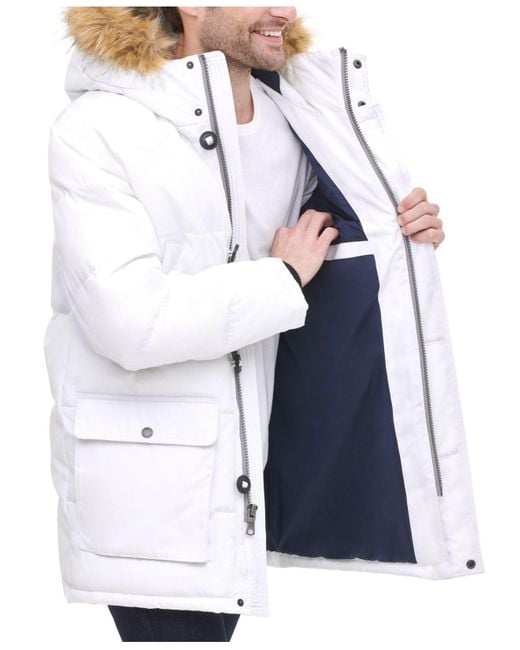 Tommy Hilfiger Heavyweight Long Snorkel Coat in White for Men | Lyst