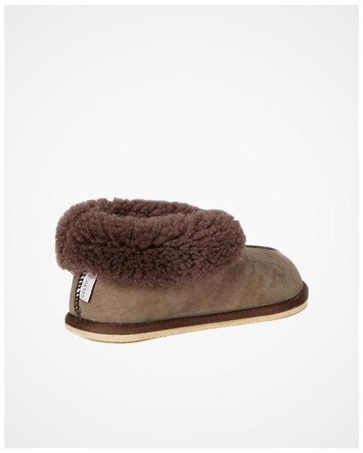 Celtic & Co. Brown Sheepskin Shearling Bootee Slippers