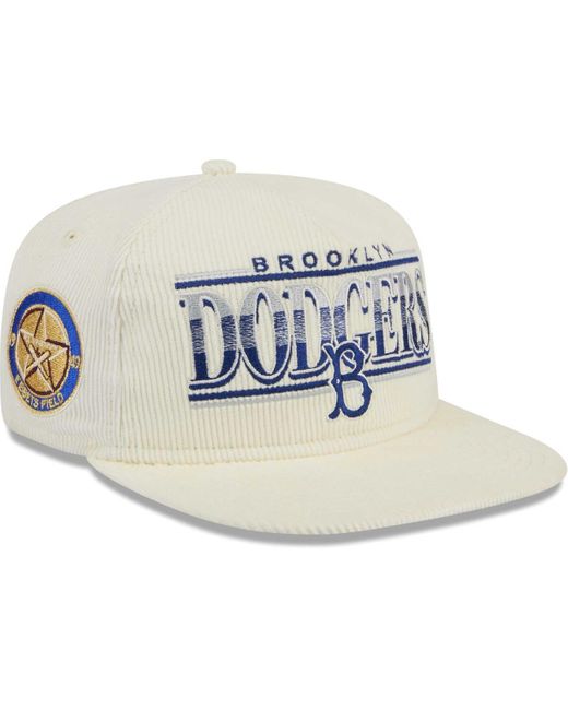 KTZ Natural Brooklyn Dodgers Throwback Bar Golfer Corduroy Snapback Hat for men