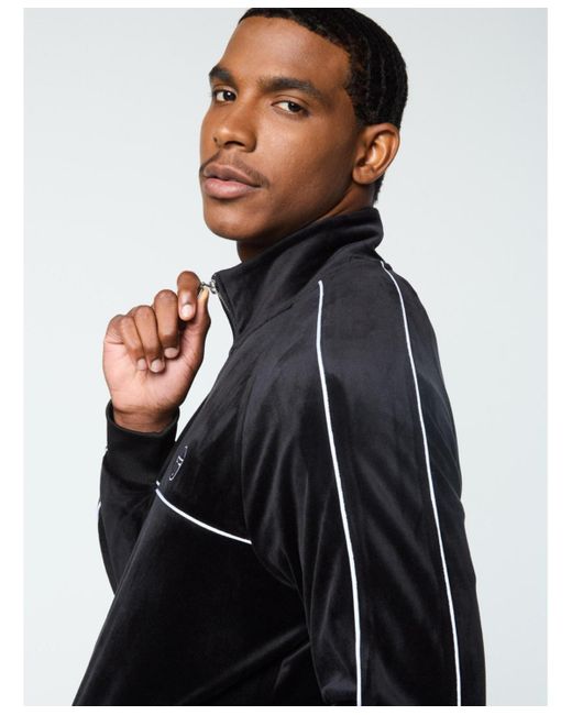 Sergio Tacchini Black Lioni Velour Track Jacket for men