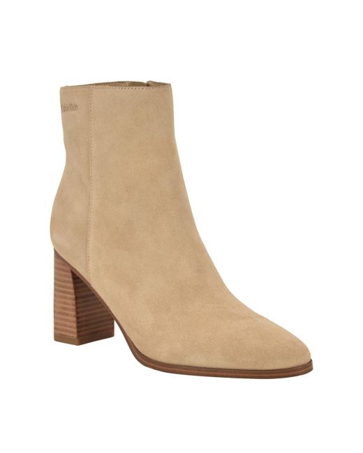 Calvin Klein Natural Dezzi High Block Heel Booties