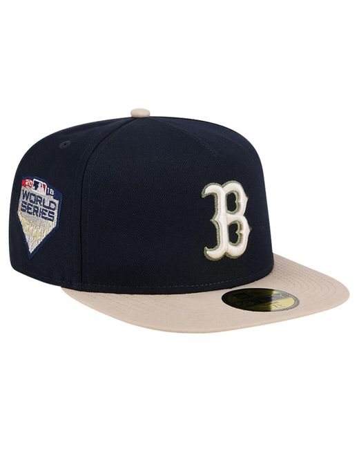 KTZ Blue Boston Red Sox Canvas A-frame 59fifty Fitted Hat for men