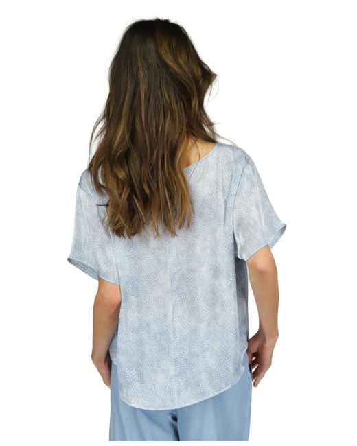 Michael Kors Blue Michael Petite Petal-print Short-sleeve Top