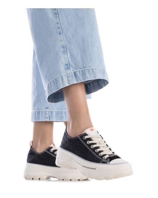 Xti Black Platform Canvas Sneakers Refresh By
