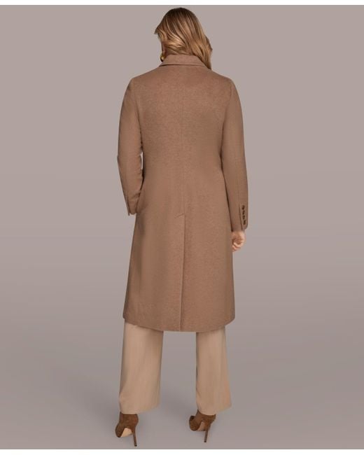 Donna Karan Brown Single-breasted Stitch Trimmed Coat