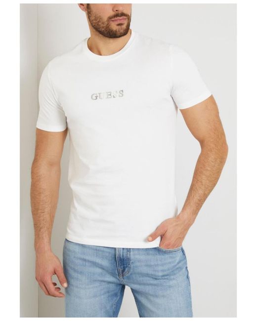 Guess White Multicolor Tee for men