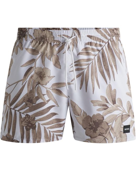 Boss White Boss By Seasonal Print Swim Shorts for men