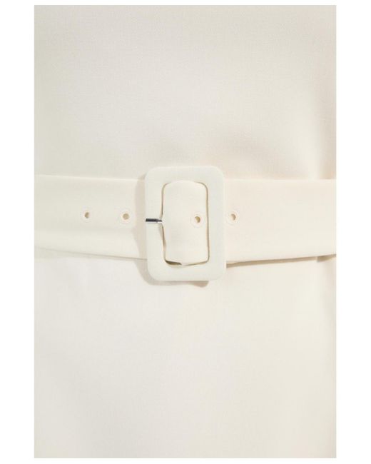 Karen Millen White Essential Belted Tailored Midi Dress