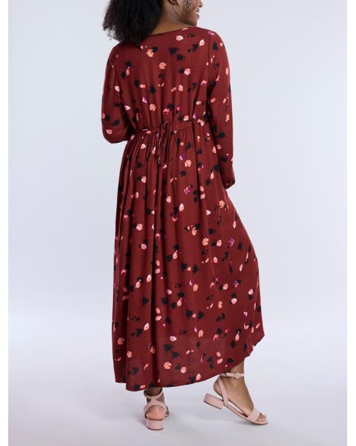 Motherhood Maternity Red Maternity Long Sleeve Button Front Midi Dress