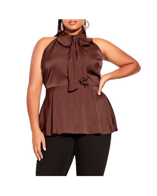 City Chic Brown Plus Size Piper Top