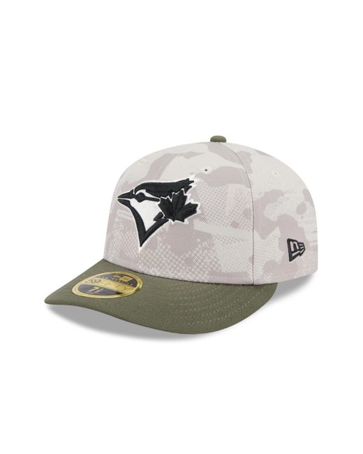 KTZ Metallic Light Beige/olive Toronto Blue Jays 2025 Armed Forces Day Low Profile 59fifty Fitted Hat for men
