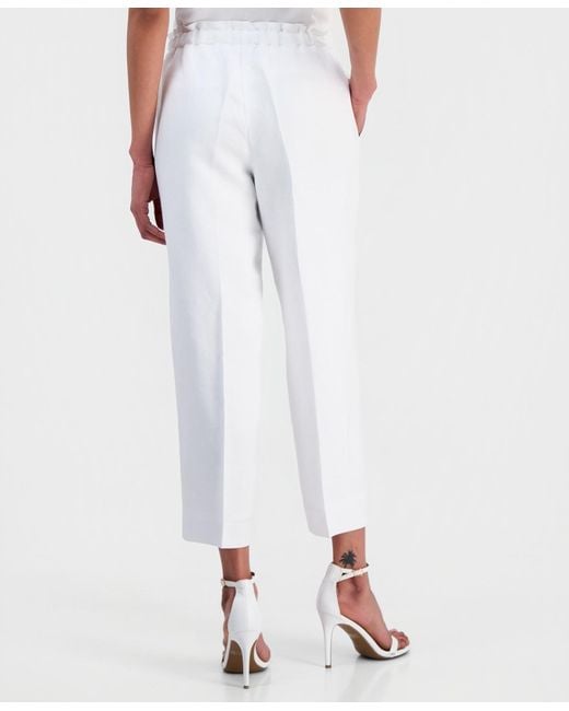 Anne Klein White Petite Wide-leg Cropped Pants