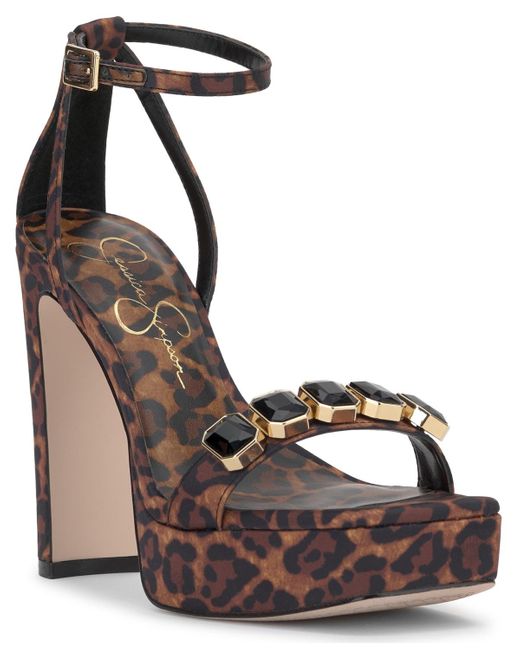 Jessica Simpson Brown Callirah Ankle-strap Platform Sandals