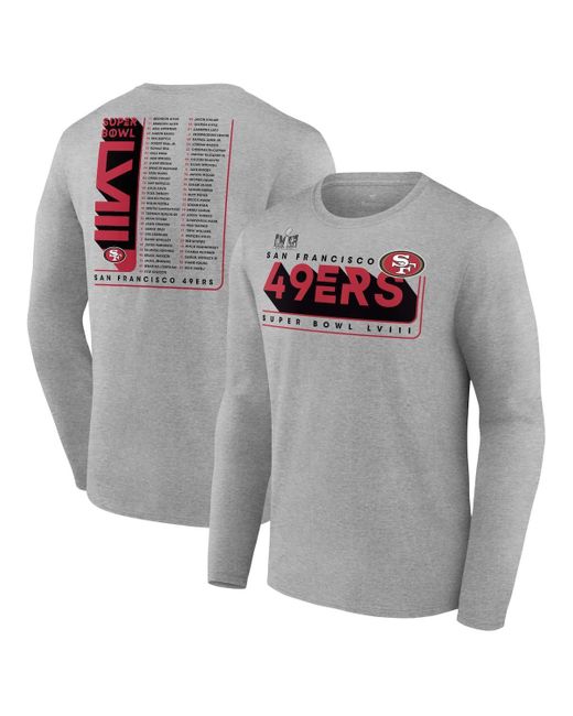 Fanatics Gray San Francisco 49ers Super Bowl Lviii Roster Long Sleeve T-shirt for men