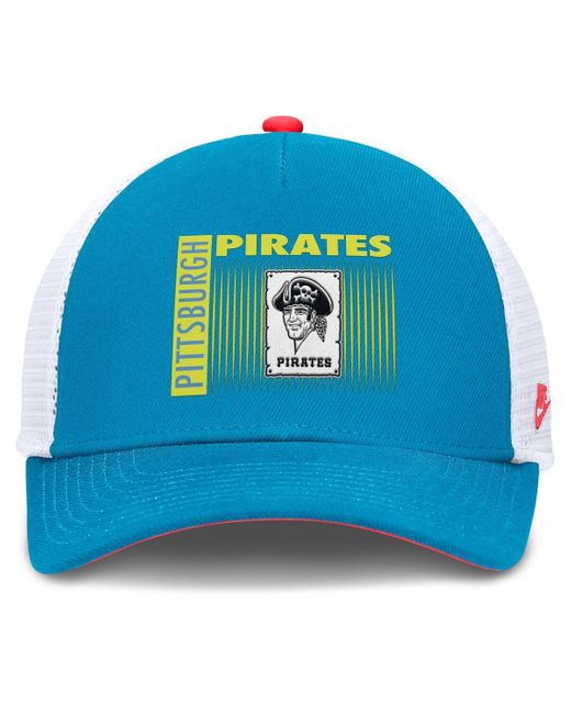 Nike Blue Pittsburgh Pirates Neon 90s Rise Structured Performance Adjustable Trucker Hat for men