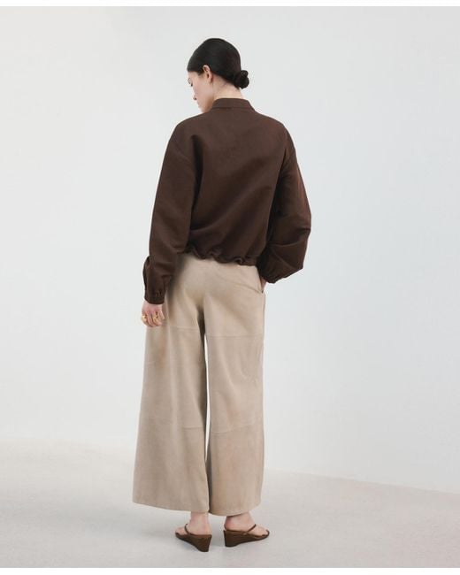 Mango Brown Linen Bomber Jacket