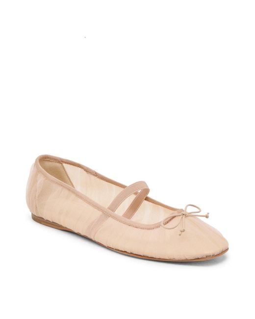 Dolce Vita Women's Natural Raeven Mesh Mary Jane Bow Ballet Flats