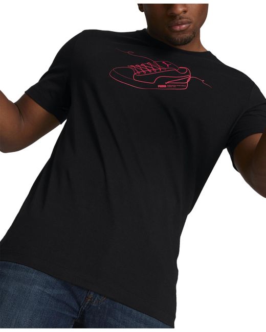 PUMA Black Lace Up Regular-fit Logo Graphic T-shirt for men