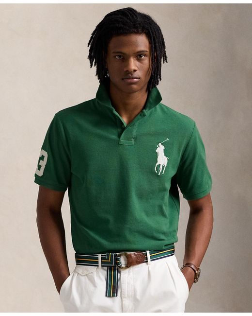 Polo Ralph Lauren Custom Slim Fit Big Pony Mesh Polo Shirt in Green for ...