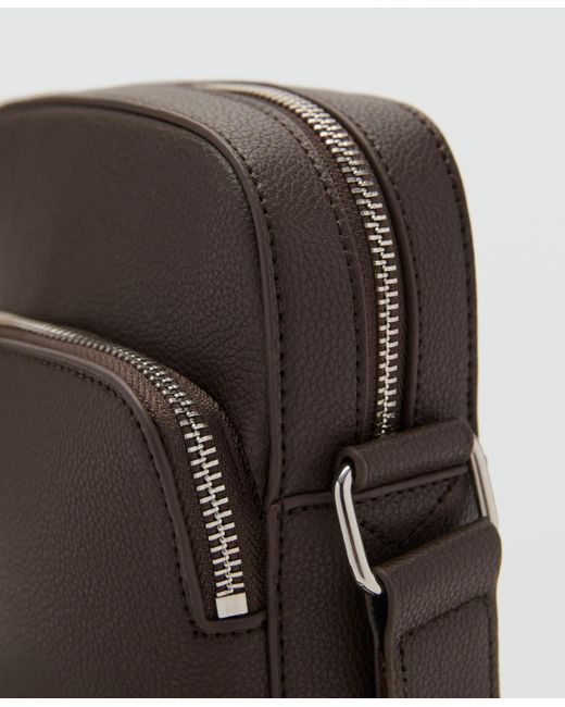 Mango Black Patent Leather-effect Shoulder Bag for men
