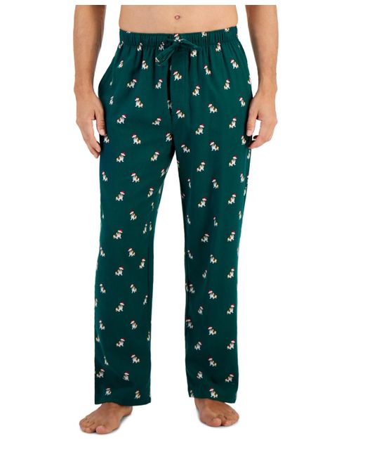 Club Room Green Holiday Bulldog Flannel Pajama Pants for men