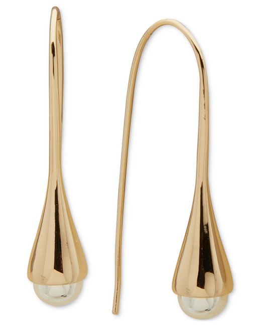 DKNY Metallic Two-tone Bead-tipped Threader Earrings