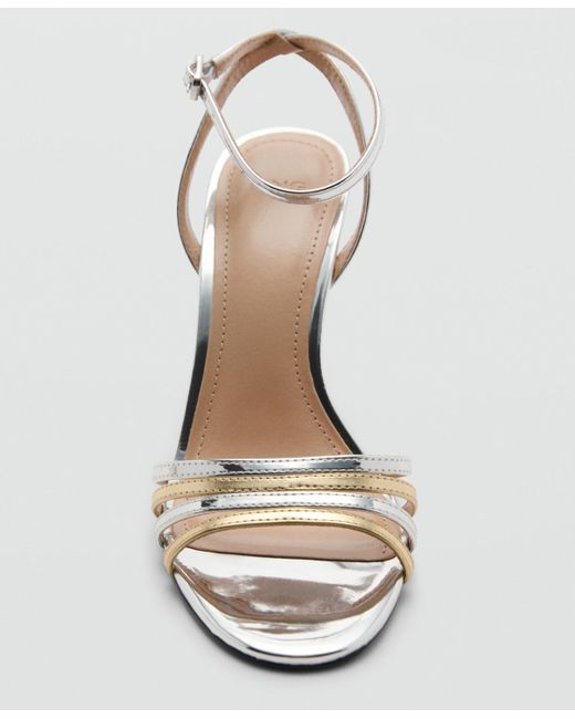 Mango White Combined-strap Heeled Sandals