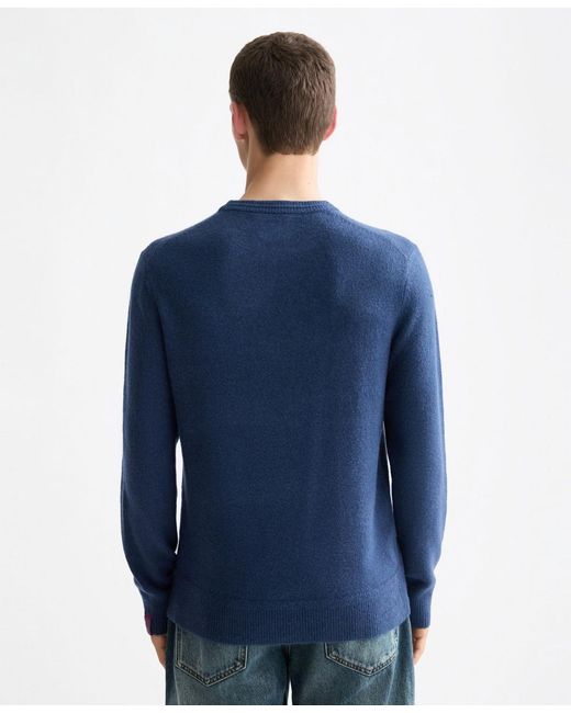 Scotch & Soda Blue Solid Crew Neck Sweater for men