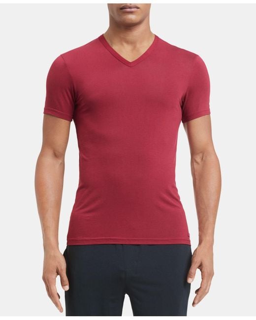 Calvin Klein Red Men's Ultra-soft Modal V-neck T-shirt for men