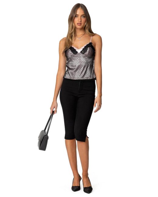 Edikted Black Janie Layered Polka Dot Mesh Top