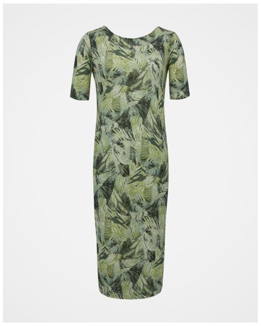 Celtic & Co. Green Linen Blend Button Back Midi Dress