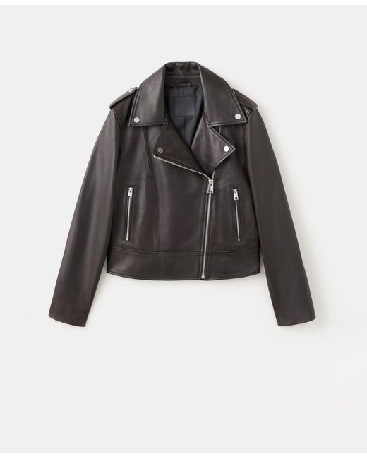 Mango Black Leather Biker Jacket
