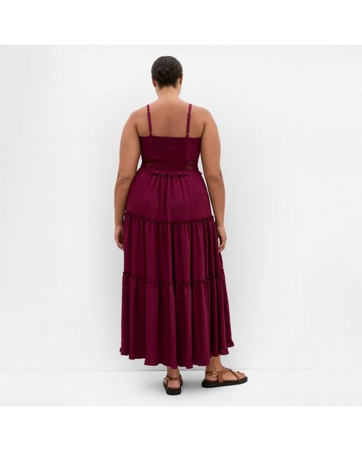 City Chic Ayla Crochet Tier Maxi Dress in Red | Lyst