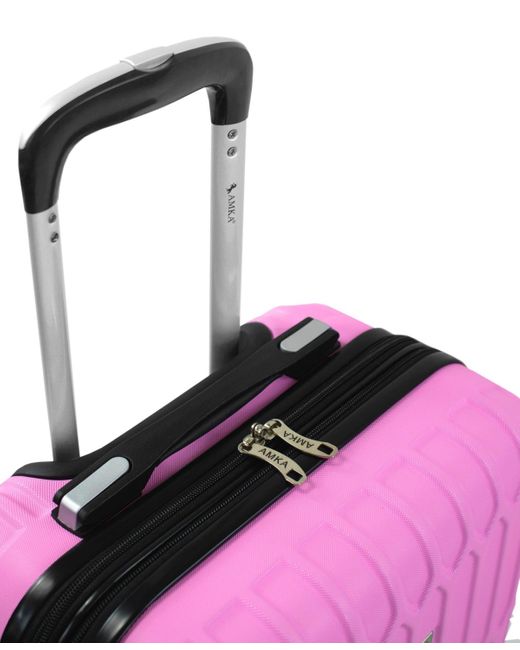 AMKA Pink Honeycomb 20" Carry-on Expandable Spinner Suitcase