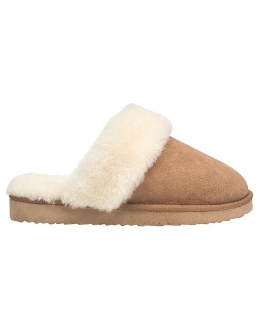 French Connection Natural Fur Band Open Slipper