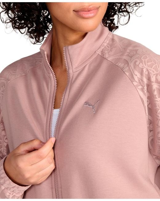 PUMA Pink Lace Bubble Hem Mock Neck Jacket