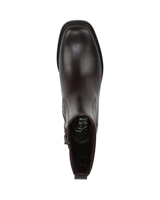 Franco Sarto Brown Gracely Block Heel Zip Short Boots
