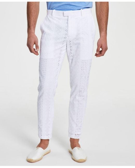 INC International Concepts White Slim-fit Eyelet Pants, Created For Macy's for men