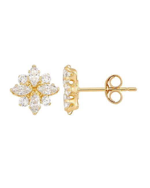 Macy's Metallic Crystal(1-5/8 Ct. T.w.)flower Cluster Stud Earrings In 14k Yellow Gold