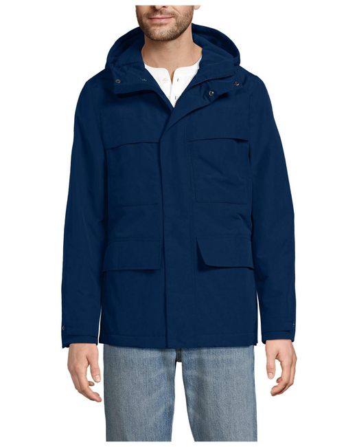 Lands' End Blue Squall Field Rain Jacket for men