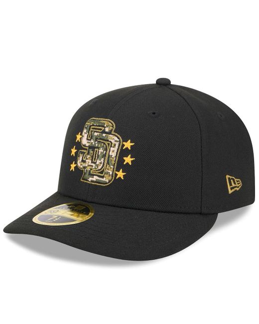 KTZ Black San Diego Padres 2024 Armed Forces Day Low Profile 59fifty Fitted Hat for men