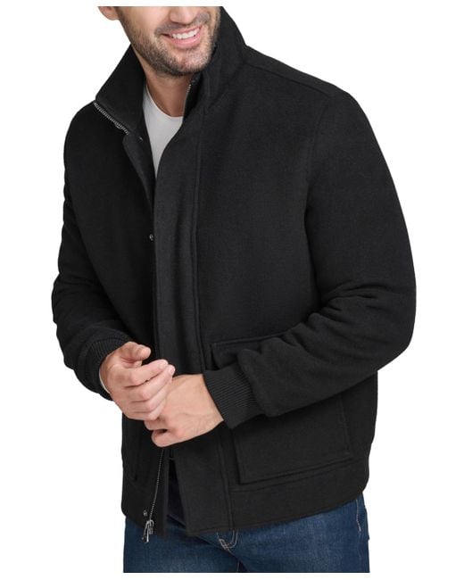 Cole Haan Black Stand-collar Long-sleeve Bomber Jacket for men