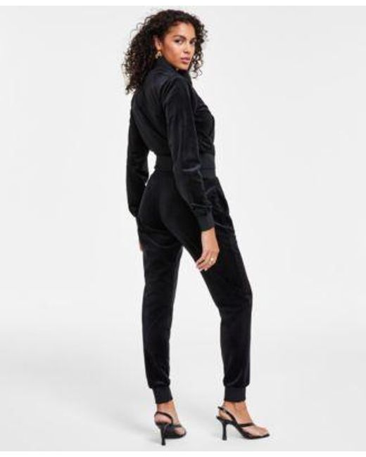 Guess Black Full Zip Sweatshirt Couture Cropped T Shirt Couture Pull On jogger Pants