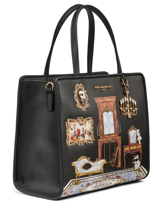Karl Lagerfeld Black Maybelle Leather Small Satchel Bag