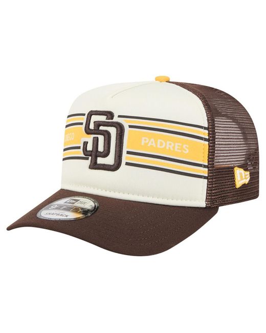 KTZ Metallic Cream/brown San Diego Padres Banner A-frame 9fifty Trucker Snapback Hat for men