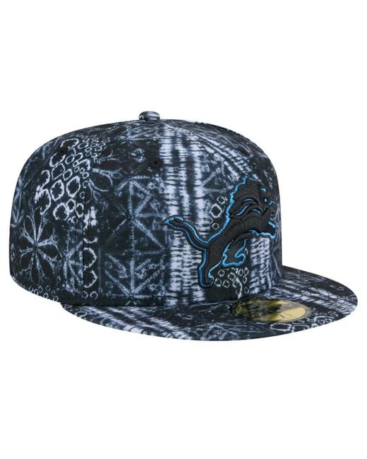 KTZ Blue Detroit Lions Shibori 59fifty Fitted Hat for men
