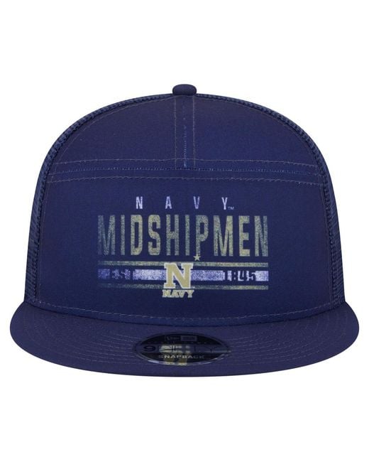 KTZ Blue Midshipmen Split Panel 9fifty Snapback Trucker Hat for men